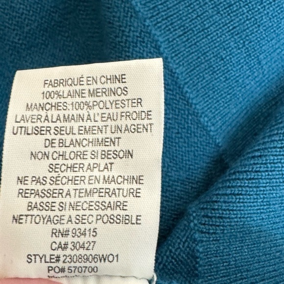 Trina Turk 100% Wool Rhea Pullover in Bethesda Blue Size‎ XXL - Picture 9 of 11